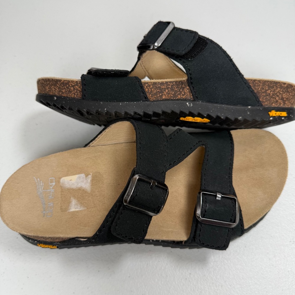 Dansko Dayno Slip on Black Suede Adjustable Strap Sandals Size 37 - Picture 6 of 9